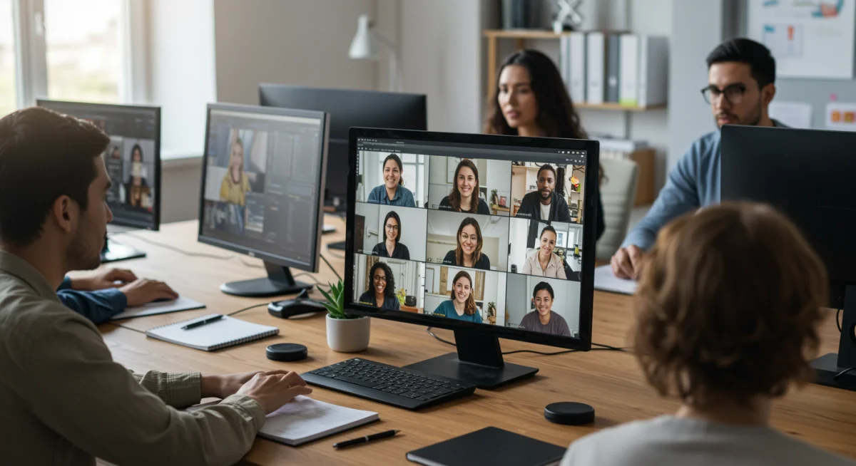 Pessoas participando de aula online, representando a evolução da educação para concursos.