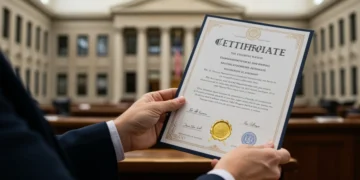 Pessoa segurando um certificado, simbolizando a conquista em concursos públicos