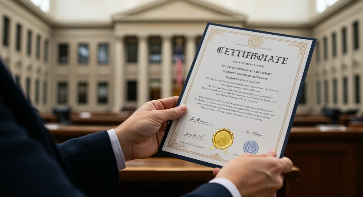 Pessoa segurando um certificado, simbolizando a conquista em concursos públicos
