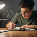 Estudante focado em preparação para concursos públicos 2025, com livros e computador, simbolizando a Nova Lei de Licitações.