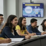 Estudantes atentos em sala de aula ouvindo sobre as novas regras de bolsas de estudo federais para 2025.
