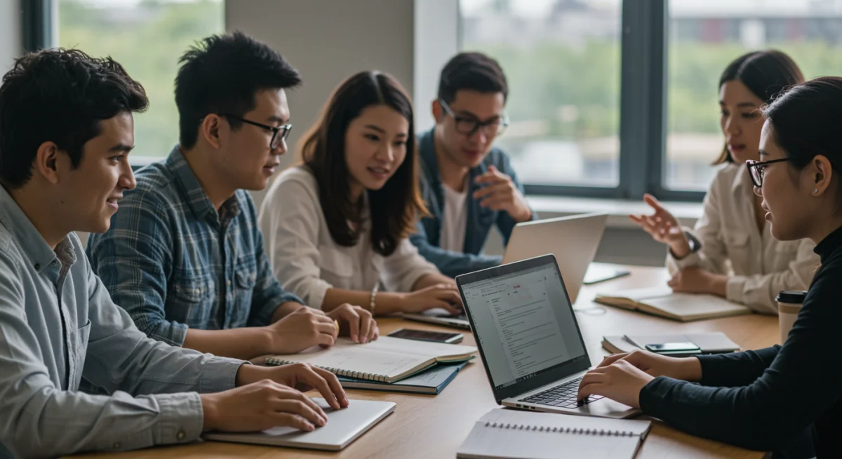Estudantes em ambiente de estudo online, focados em cursos de certificação