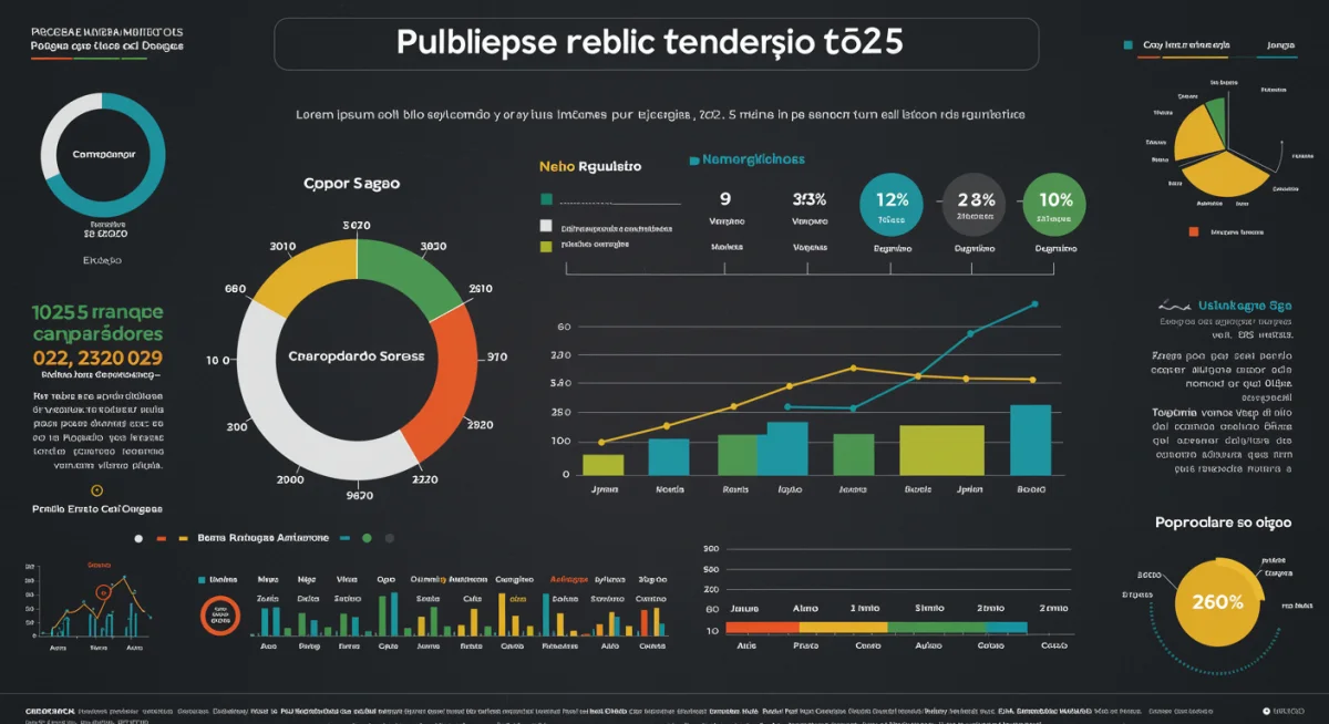 Gráfico informativo detalhando estatísticas e projeções para os concursos públicos de 2025 no Brasil, com foco em vagas e novas normas.