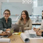 Mulheres em STEM colaborando em laboratório moderno para 2025