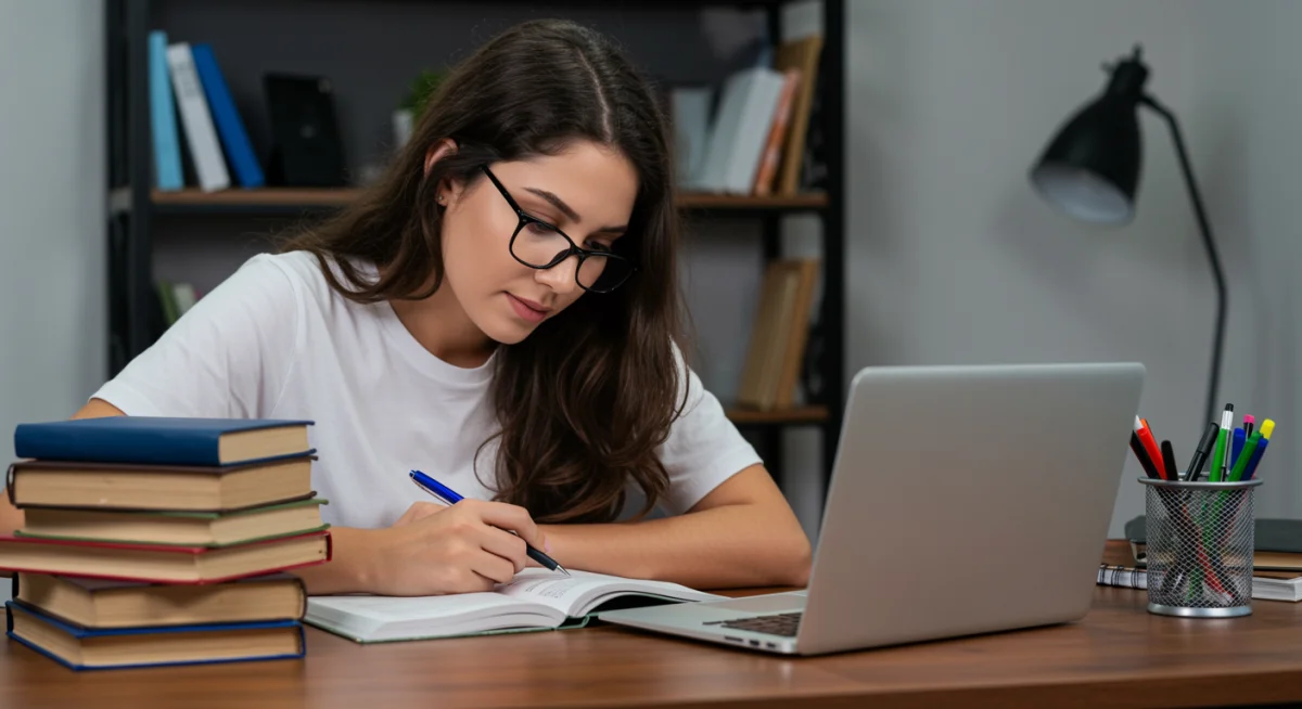 Pessoa estudando para concursos federais 2026 com foco e dedicação