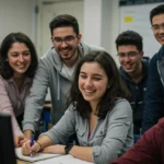 Jovens adultos em sala de aula, aprendendo novas habilidades com o apoio do Senac em 2026.